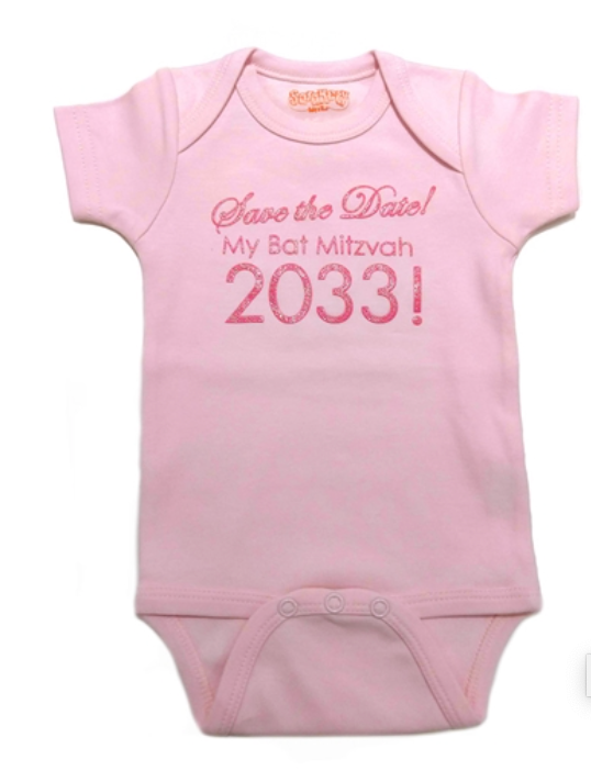 Sara Kety Save the Date Bat Mitzvah Bodysuit in Pink 2033