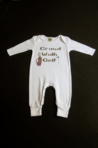 Crawl, Walk, Golf  - White Romper